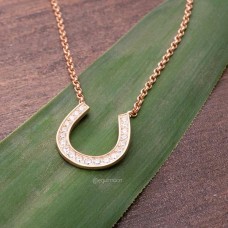Колье Подкова с дорожкой Swarovski серебро/позолота, EQUIMOON