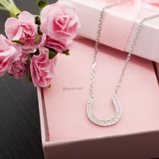 Колье Подкова с дорожкой Swarovski серебро, EQUIMOON